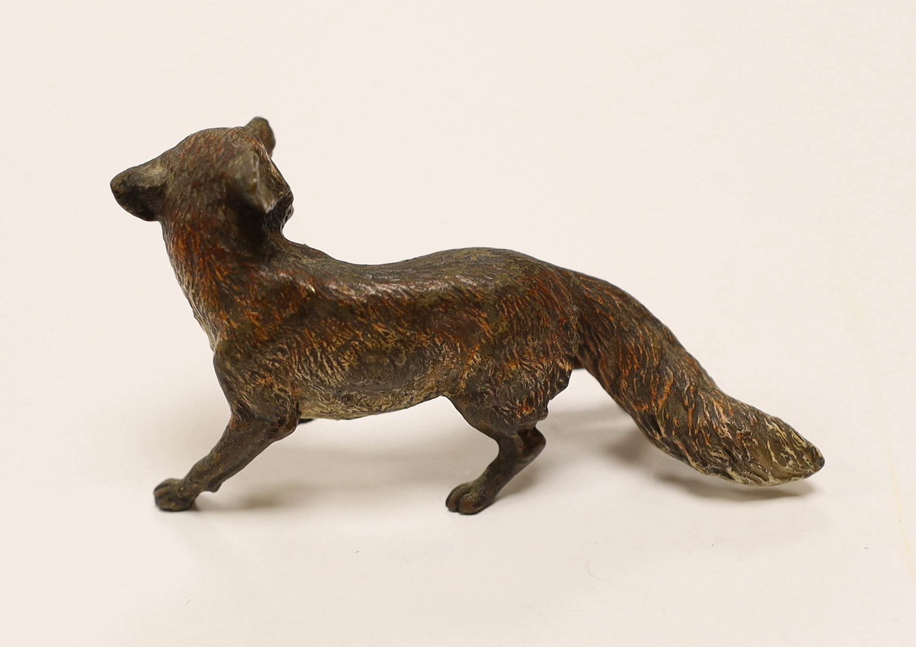 An Austrian cold painted bronze model of a Fox, 10cm wide